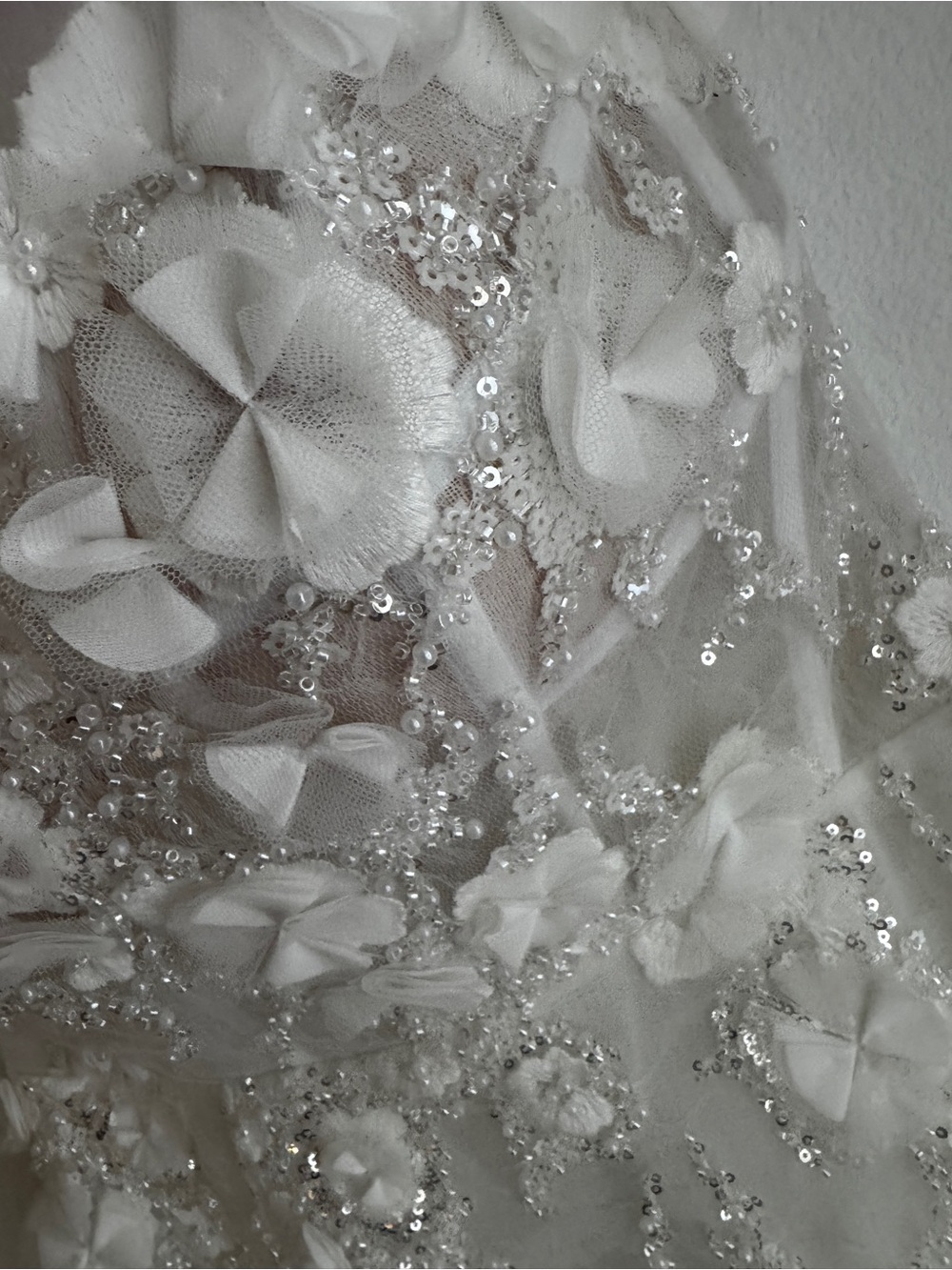 Rosie Etienne Isabelle Strapless White Floral Mini Bridal Dress & Gloves Size 6 - Picture 9 of 16
